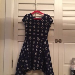 Navy blue dress with silver designs